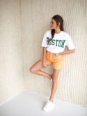 Cotton loose T-shirt with inscriptions, white 0585 - Online store - Boutique